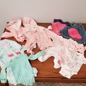 Adorable Baby Clothing Set in Pink and Mint One Premie All Newborn And 0 To 3 Mo